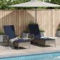 Preview: ARDEBO.de - Sonnenliege Set aus 3 Grau und marineblau PE-Rattan, Metall