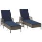 Preview: Sonnenliege Set aus 3 Grau und marineblau PE-Rattan, Metall