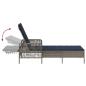 Preview: Sonnenliege Set aus 3 Grau und marineblau PE-Rattan, Metall