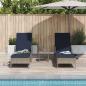 Preview: Sonnenliege Set aus 3 Grau und marineblau PE-Rattan, Metall
