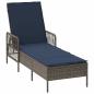 Preview: Sonnenliege Set aus 3 Grau und marineblau PE-Rattan, Metall