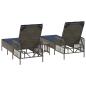 Preview: Sonnenliege Set aus 3 Grau und marineblau PE-Rattan, Metall