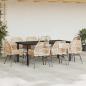 Preview: 9-tlg. Garten-Essgruppe mit Kissen Braun Poly Rattan Glas
