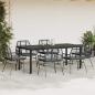 Preview: 7-tlg. Garten-Essgruppe mit Kissen Schwarz Poly Rattan Glas