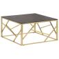 Preview: Couchtisch Golden Edelstahl und Hartglas