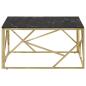 Preview: Couchtisch Golden Edelstahl und Hartglas