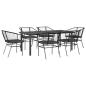 Preview: 7-tlg. Garten-Essgruppe mit Kissen Schwarz Poly Rattan Glas