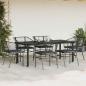 Preview: 7-tlg. Garten-Essgruppe mit Kissen Schwarz Poly Rattan Glas