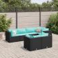 Preview: ARDEBO.de - 7-tlg. Garten-Lounge-Set mit Kissen Schwarz Poly Rattan