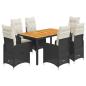 Preview: 7-tlg. Garten-Bistro-Set mit Kissen Schwarz Poly Rattan