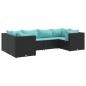 Preview: 6-tlg. Garten-Lounge-Set mit Kissen Schwarz Poly Rattan