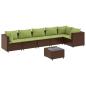 Preview: 7-tlg. Garten-Lounge-Set mit Kissen Braun Poly Rattan