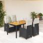 Preview: ARDEBO.de - 5-tlg. Garten-Bistro-Set mit Kissen Schwarz Poly Rattan