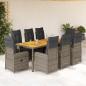 Preview: ARDEBO.de - 9-tlg. Garten-Bistro-Set mit Kissen Grau Poly Rattan