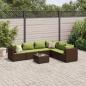 Preview: ARDEBO.de - 7-tlg. Garten-Lounge-Set mit Kissen Braun Poly Rattan
