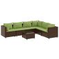 Preview: 7-tlg. Garten-Lounge-Set mit Kissen Braun Poly Rattan