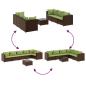 Preview: 7-tlg. Garten-Lounge-Set mit Kissen Braun Poly Rattan