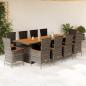 Preview: ARDEBO.de - 11-tlg. Garten-Essgruppe mit Kissen Grau Poly Rattan