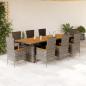 Preview: ARDEBO.de - 9-tlg. Garten-Essgruppe mit Kissen Grau Poly Rattan