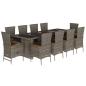 Preview: 11-tlg. Garten-Essgruppe mit Kissen Grau Poly Rattan