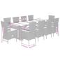 Preview: 11-tlg. Garten-Essgruppe mit Kissen Grau Poly Rattan