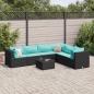 Preview: ARDEBO.de - 7-tlg. Garten-Lounge-Set mit Kissen Schwarz Poly Rattan