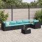 Preview: ARDEBO.de - 7-tlg. Garten-Lounge-Set mit Kissen Schwarz Poly Rattan