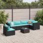Preview: ARDEBO.de - 7-tlg. Garten-Lounge-Set mit Kissen Schwarz Poly Rattan