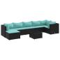 Preview: 8-tlg. Garten-Lounge-Set mit Kissen Schwarz Poly Rattan