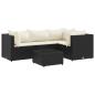 Preview: 5-tlg. Garten-Lounge-Set mit Kissen Schwarz Poly Rattan