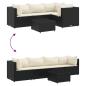 Preview: 5-tlg. Garten-Lounge-Set mit Kissen Schwarz Poly Rattan