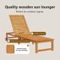 Preview: Sonnenliege mit Tisch aus massivem Akazienholz, Sonnenliege aus massivem Akazienholz