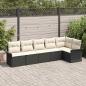 Preview: ARDEBO.de - 6-teiliges Garten-Sofa-Set mit Kissen Schwarz Poly-Rattan