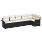 Preview: 6-teiliges Garten-Sofa-Set mit Kissen Schwarz Poly-Rattan