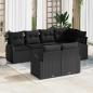Preview: ARDEBO.de - Garten-Sofa-Set Set aus 7 Schwarz Poly-Rattan, Polyester-Kissen