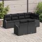 Preview: Garten-Sofa-Set Set aus 7 Schwarz Poly-Rattan, Polyester-Kissen