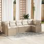 Preview: ARDEBO.de - 7-teiliges Garten Sofa Set mit Kissen Beige Poly Rattan