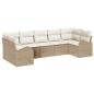 Preview: 7-teiliges Garten Sofa Set mit Kissen Beige Poly Rattan