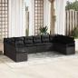 Preview: ARDEBO.de - 10-teiliges Garten-Sofa-Set mit Kissen Schwarz Poly-Rattan, 2-Sitzer Garten-Sofa mit Kissen Schwarz Poly-Rattan