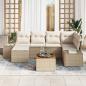 Preview: 7-teiliges Garten Sofa Set mit Kissen Beige Poly Rattan Akazie