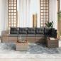 Preview: 7-teiliges Garten Sofa Set mit Kissen Grau Poly Rattan Akazie