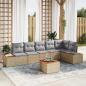 Preview: ARDEBO.de - 7-teiliges Gartensofa-Set mit Kissen Beige Poly-Rattan