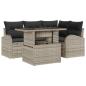 Preview: 5-teilige Garten-Sofa-Set mit Kissen in hellgrauem Poly-Rattan
