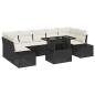 Preview: 8-teiliges Garten Sofa Set mit Kissen in Schwarz aus Poly Rattan