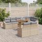 Preview: 9-teiliges Garten-Essset mit Kissen in Beige Poly-Rattan Akazie