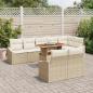 Preview: 9-teiliges Garten Essset mit Kissen Beige Poly Rattan Akazie