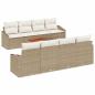 Preview: 7-teiliges Garten Sofa Set mit Kissen Beige Poly Rattan Akazie