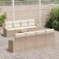 Preview: 7-teiliges Garten Sofa Set mit Kissen Beige Poly Rattan Akazie