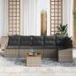 Preview: 7-teiliges Garten Sofa Set mit Kissen Grau Poly Rattan Akazie