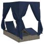 Preview: Doppelliege Set aus 2 Grau und Marineblau Rattan Groß